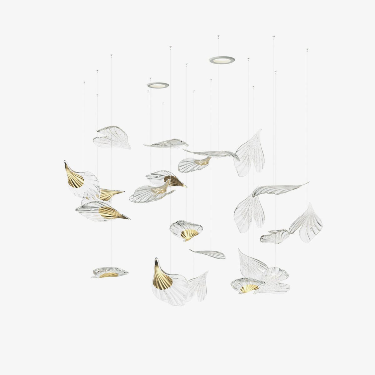 Scattered Glass Leaf Chandelier - Loonglight