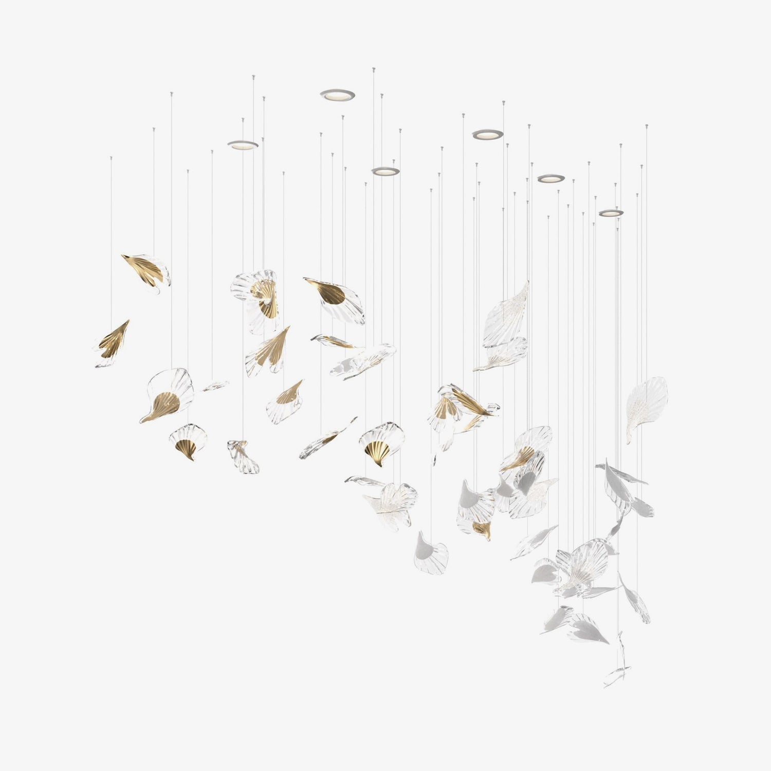 Scattered Glass Leaf Chandelier - Loonglight