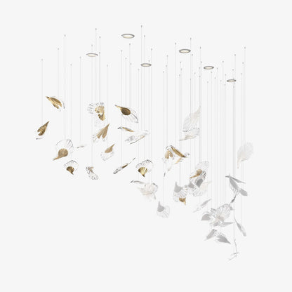 Scattered Glass Leaf Chandelier - Loonglight