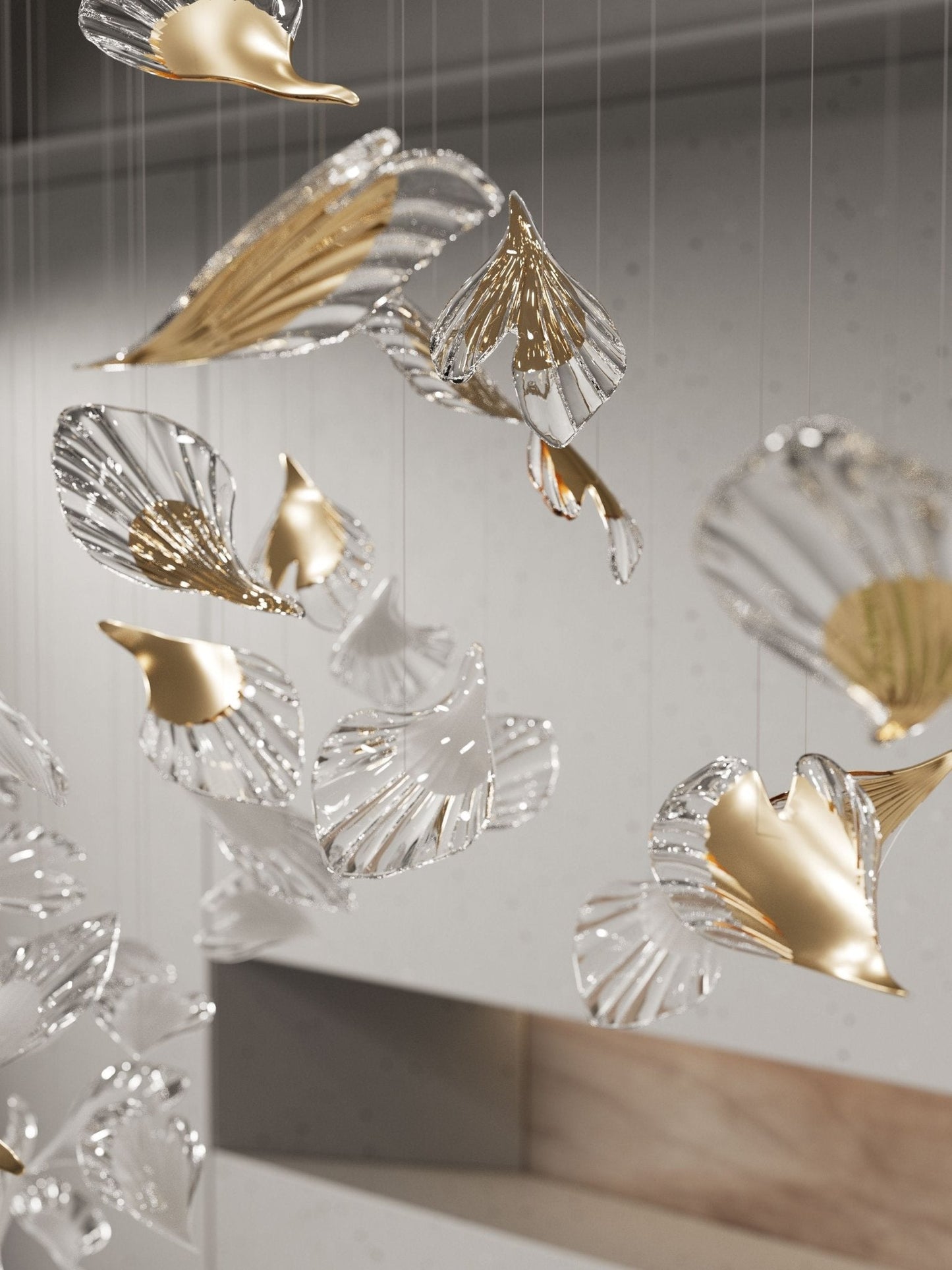 Scattered Glass Leaf Chandelier - Loonglight