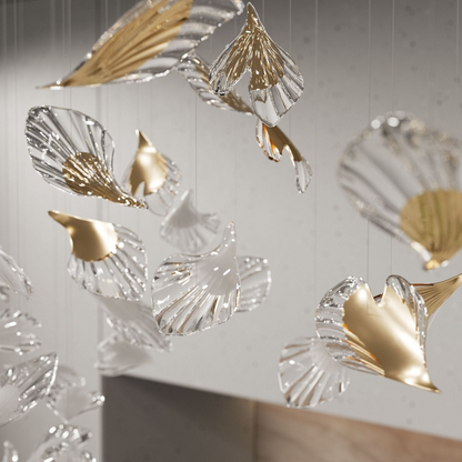 Scattered Glass Leaf Chandelier - Loonglight