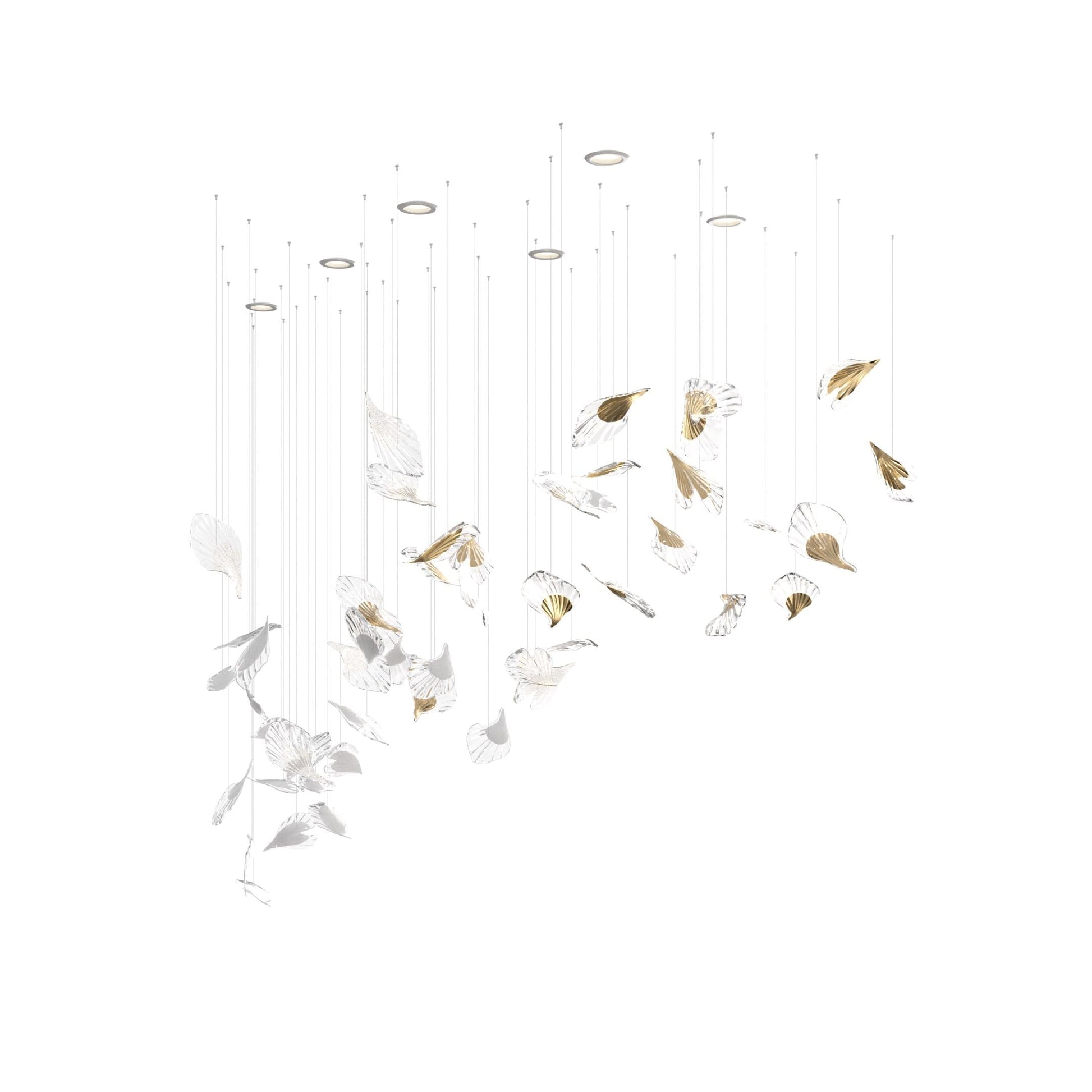 Scattered Glass Leaf Chandelier - Loonglight