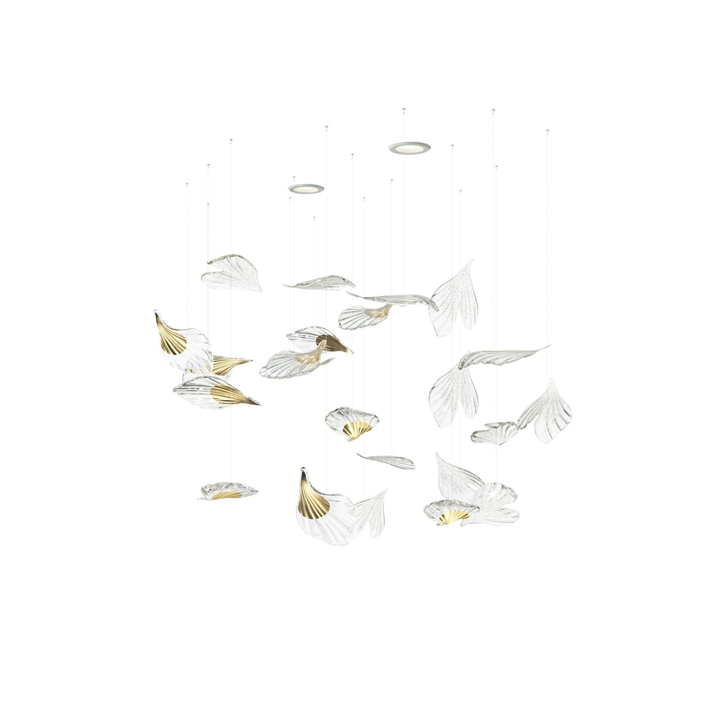 Scattered Glass Leaf Chandelier - Loonglight