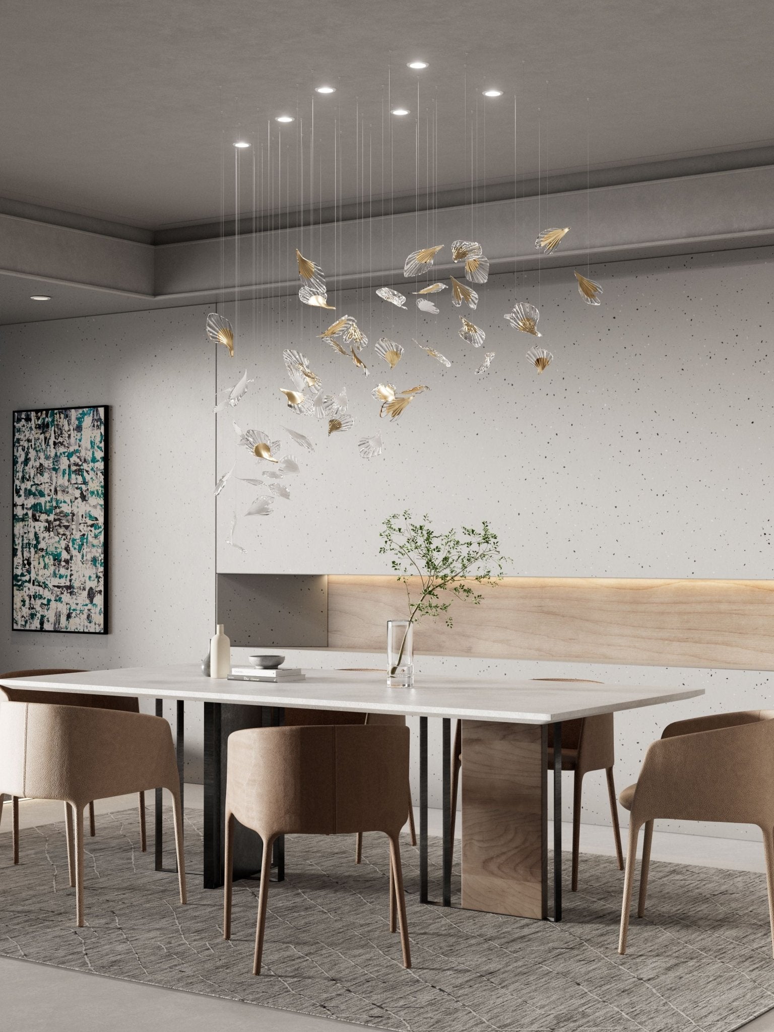 Scattered Glass Leaf Chandelier - Loonglight