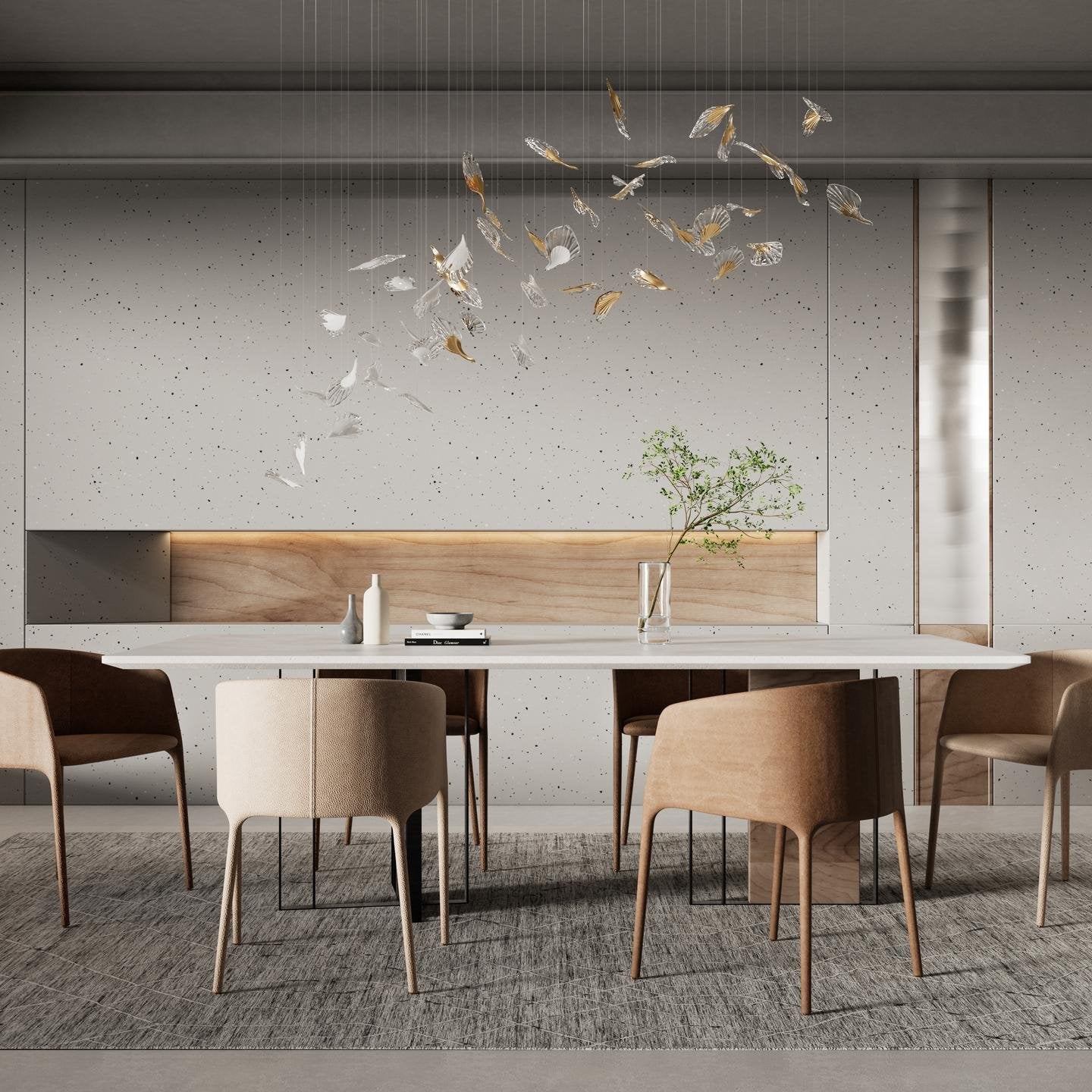 Scattered Glass Leaf Chandelier - Loonglight