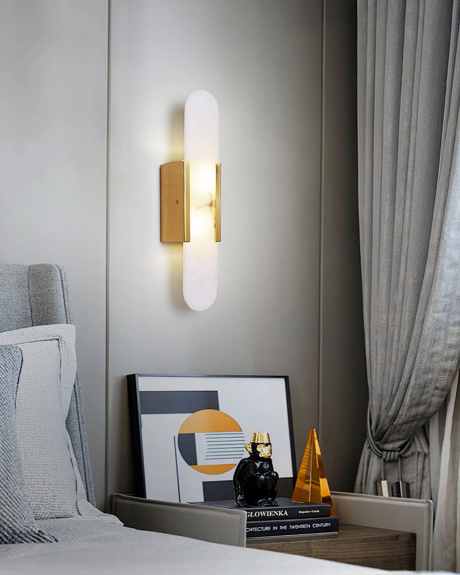 Contemporary Alabaster Wall Light - Loonglight