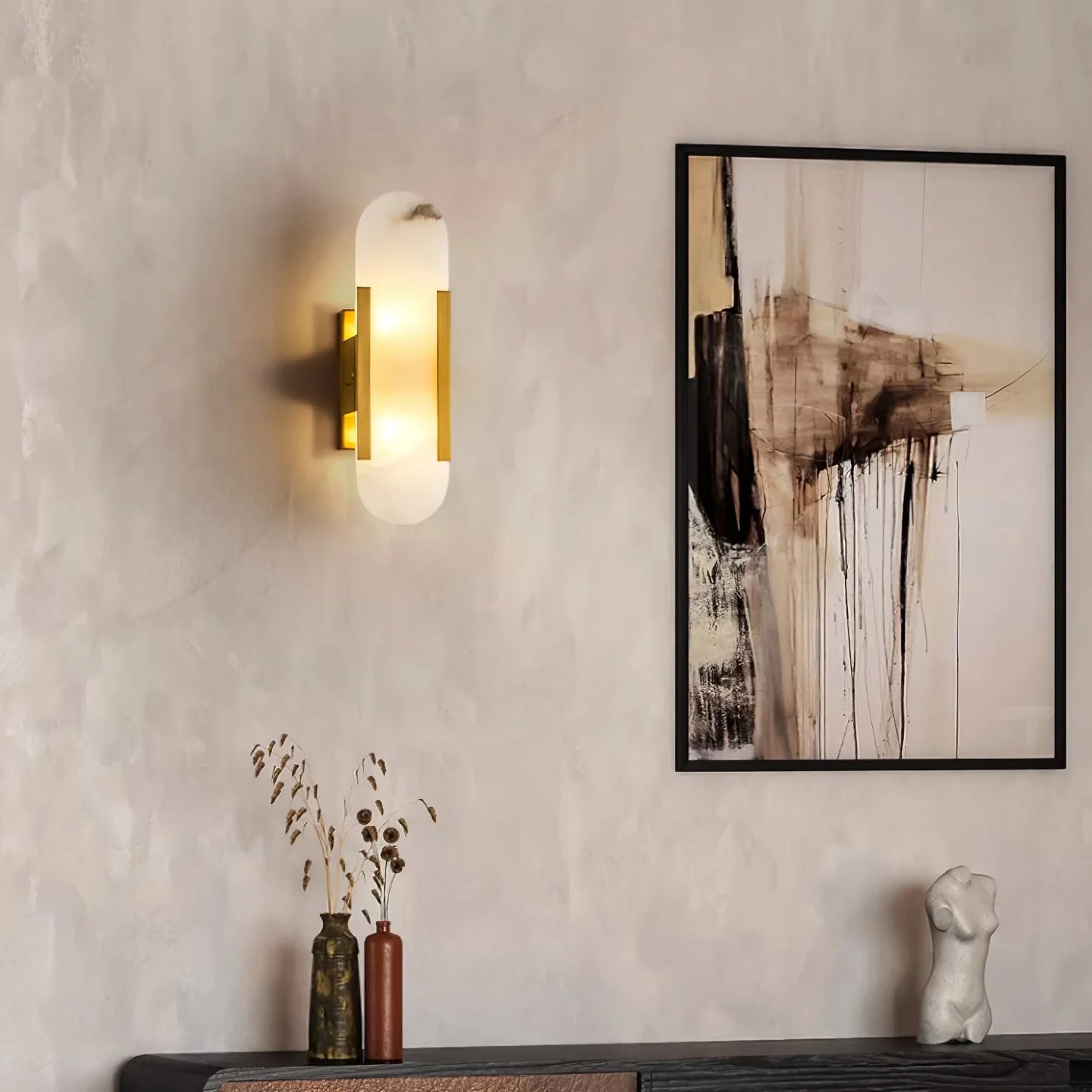 Contemporary Alabaster Wall Light - Loonglight