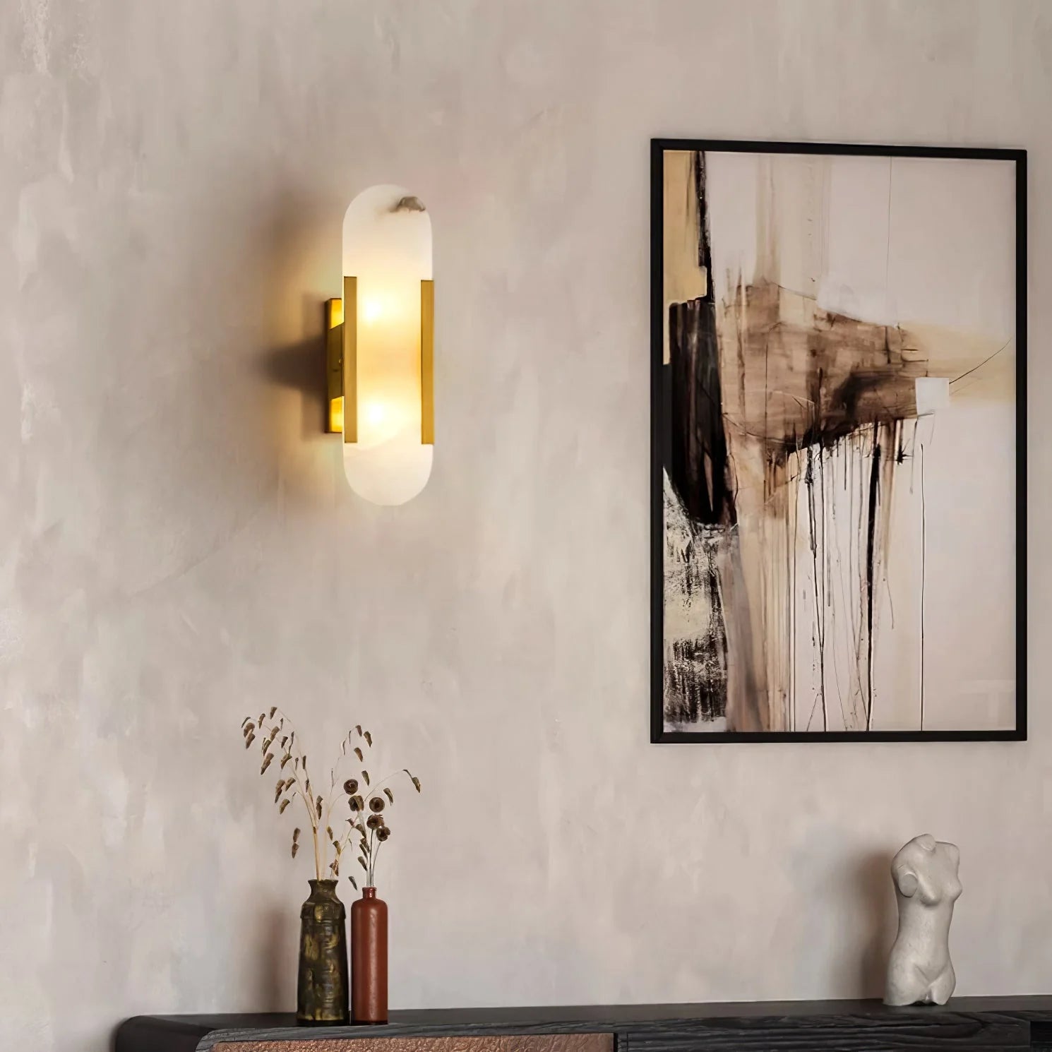 Contemporary Alabaster Wall Light - Loonglight