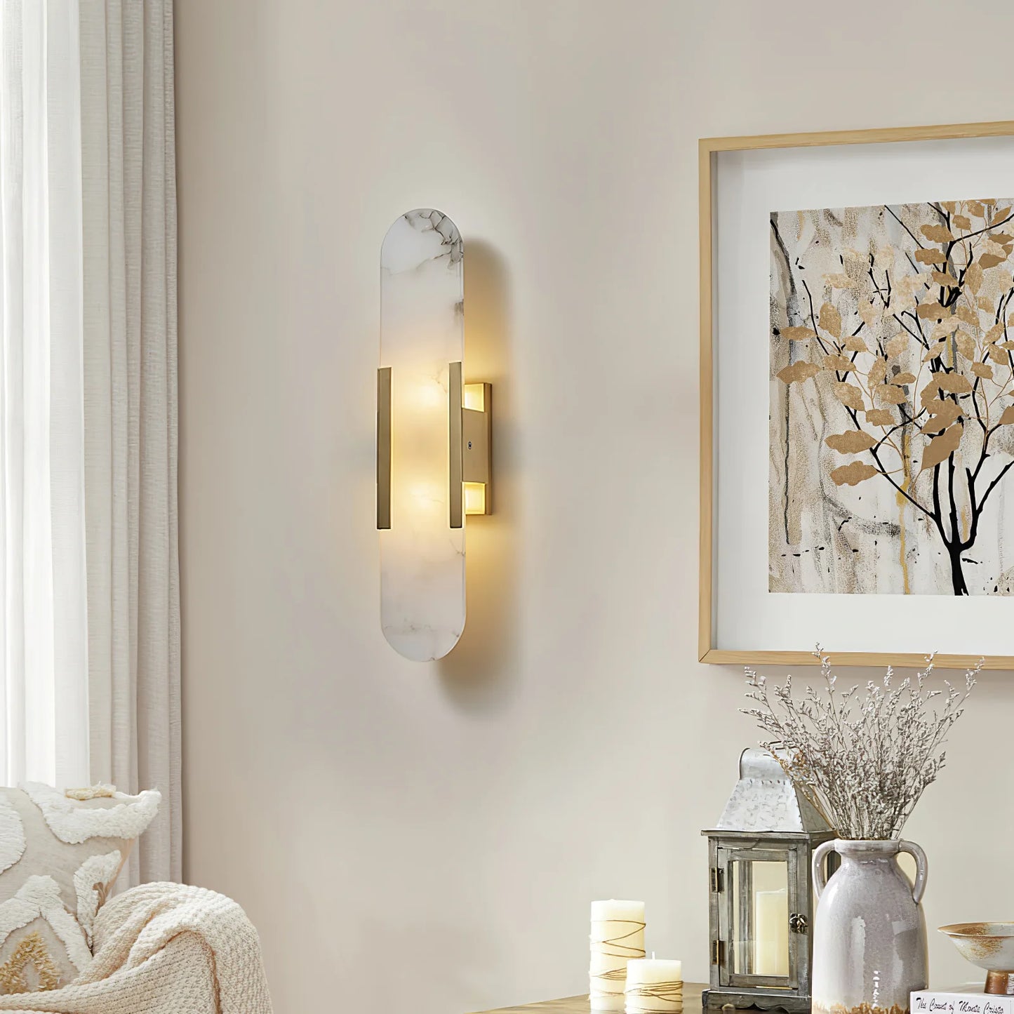 Contemporary Alabaster Wall Light - Loonglight