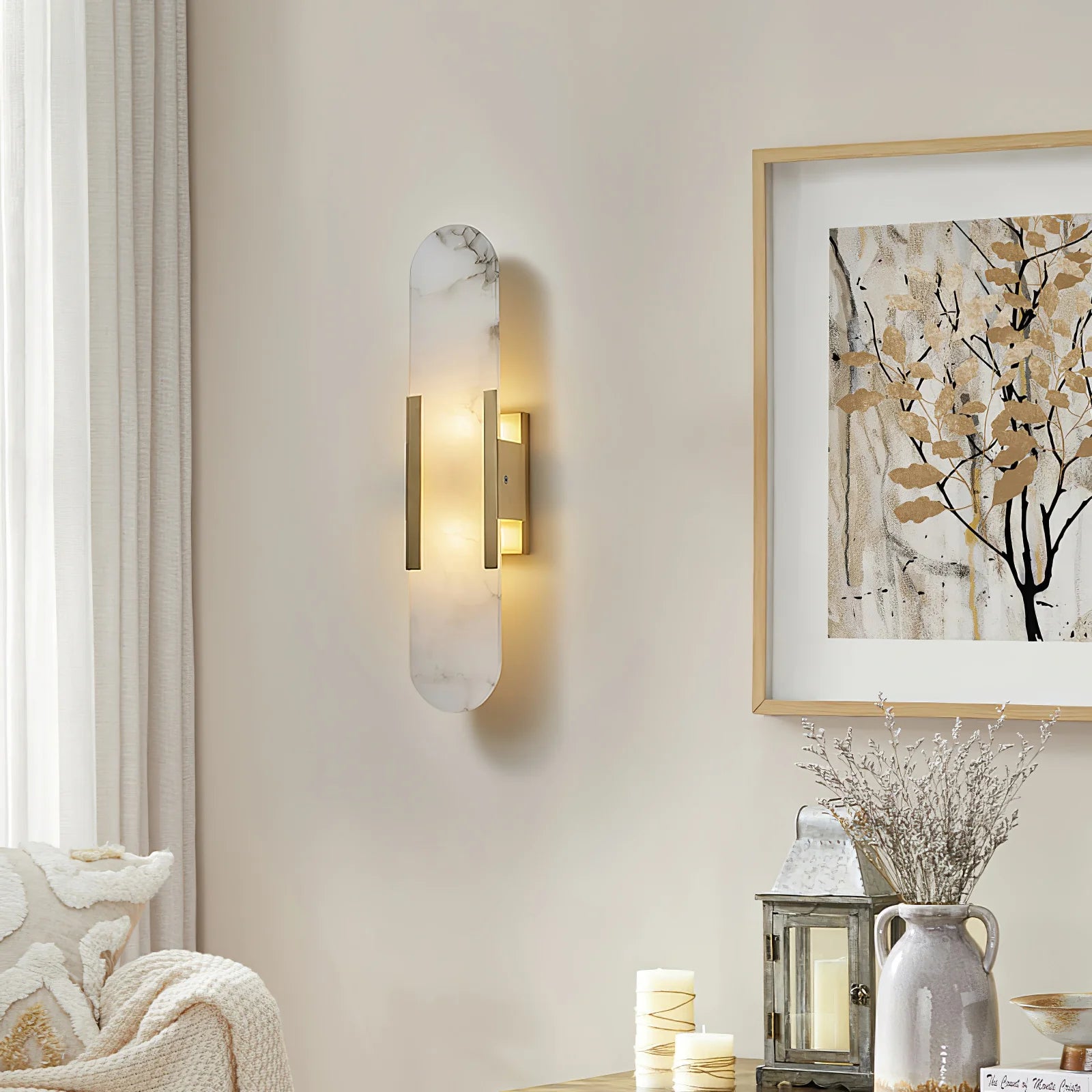 Contemporary Alabaster Wall Light - Loonglight