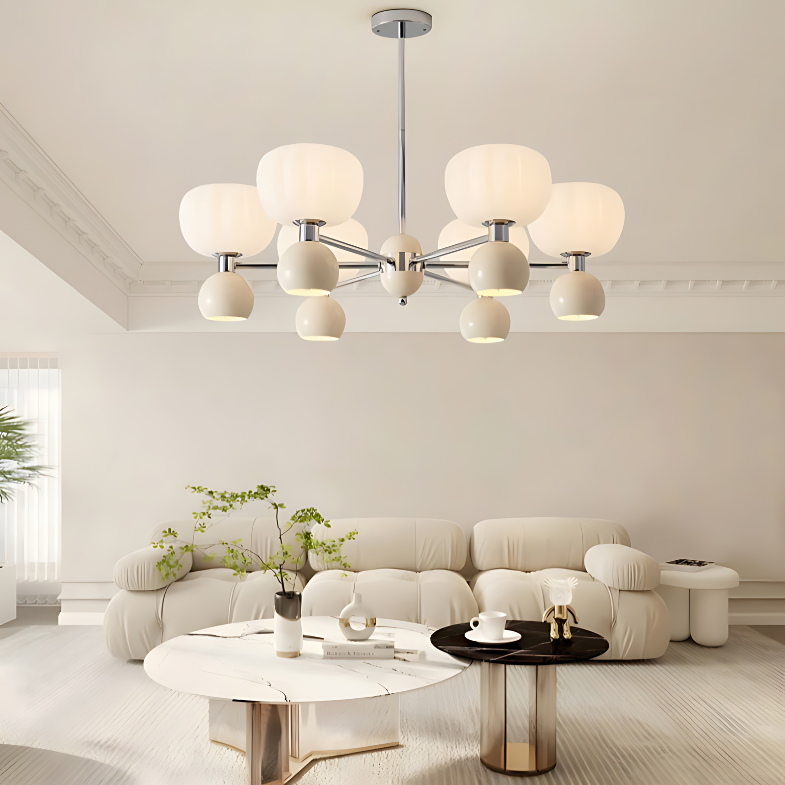 Cream Pumpkin Chandelier - Loonglight