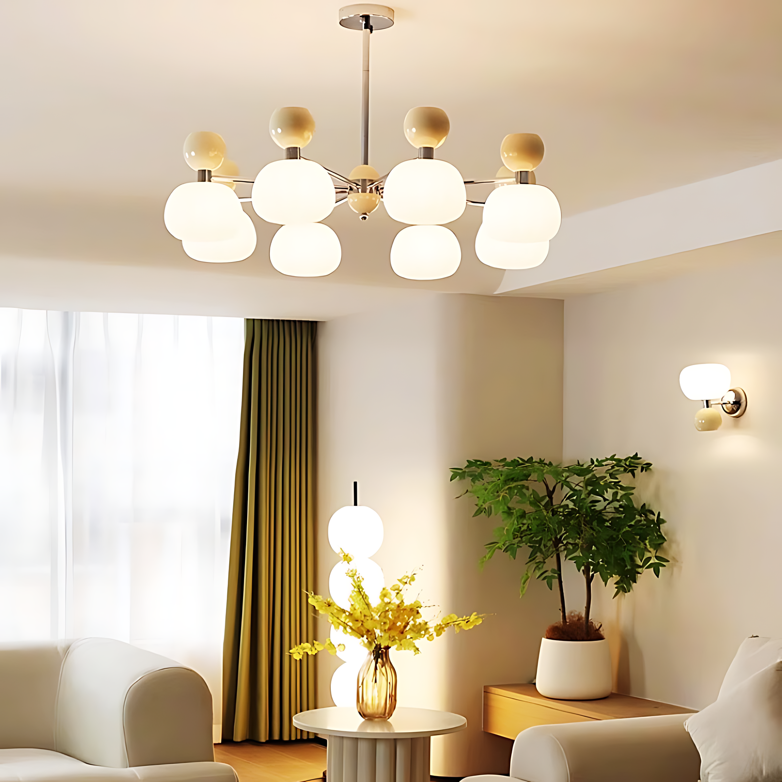 Cream Pumpkin Chandelier - Loonglight