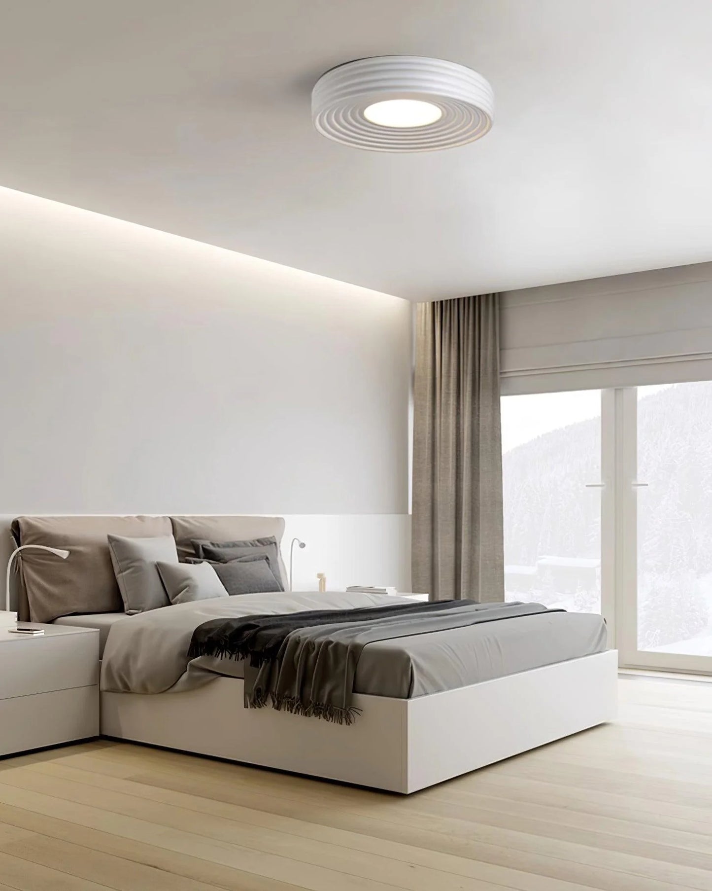 Cream Ribbed Ceiling Light - Loonglight