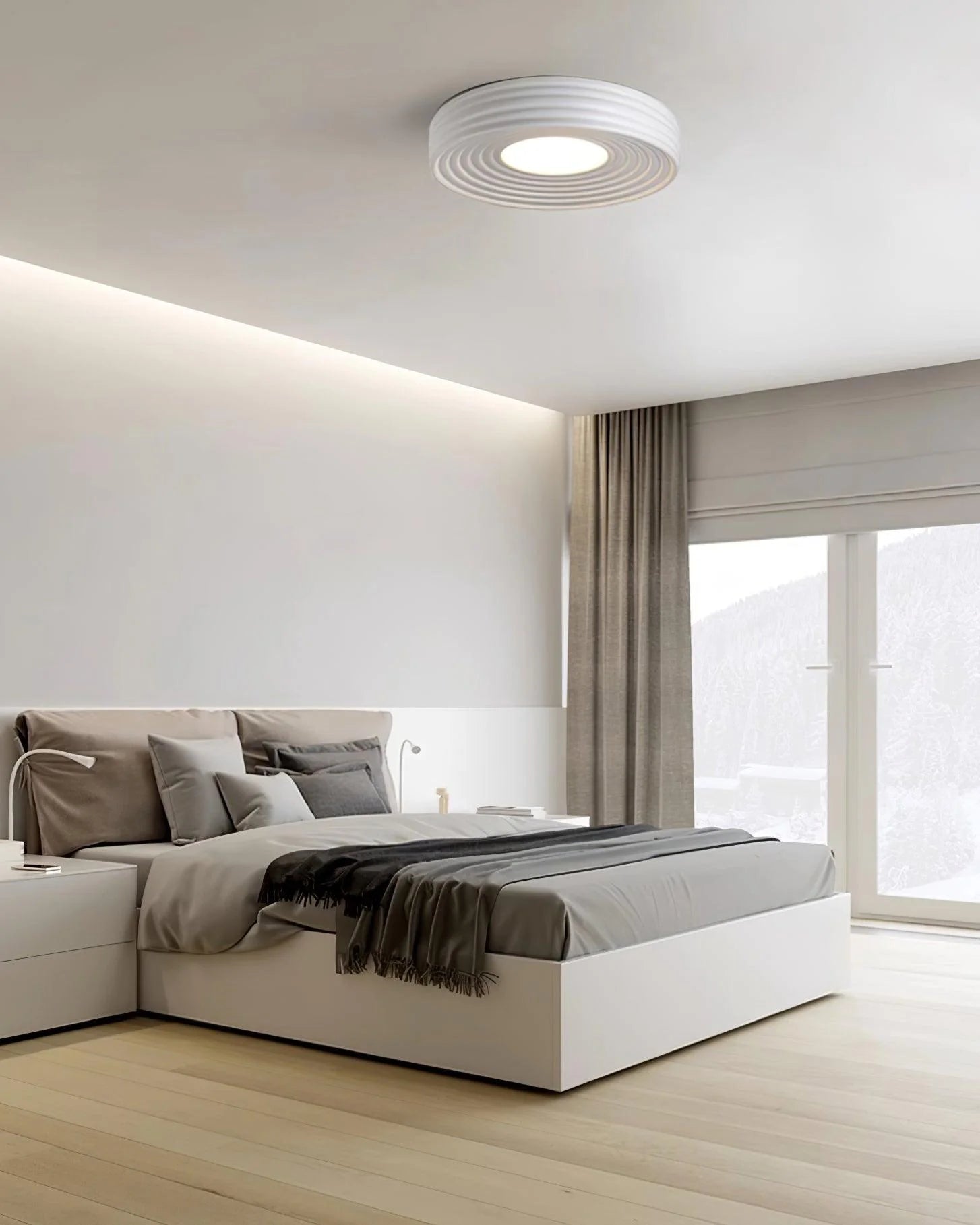 Cream Ribbed Ceiling Light - Loonglight