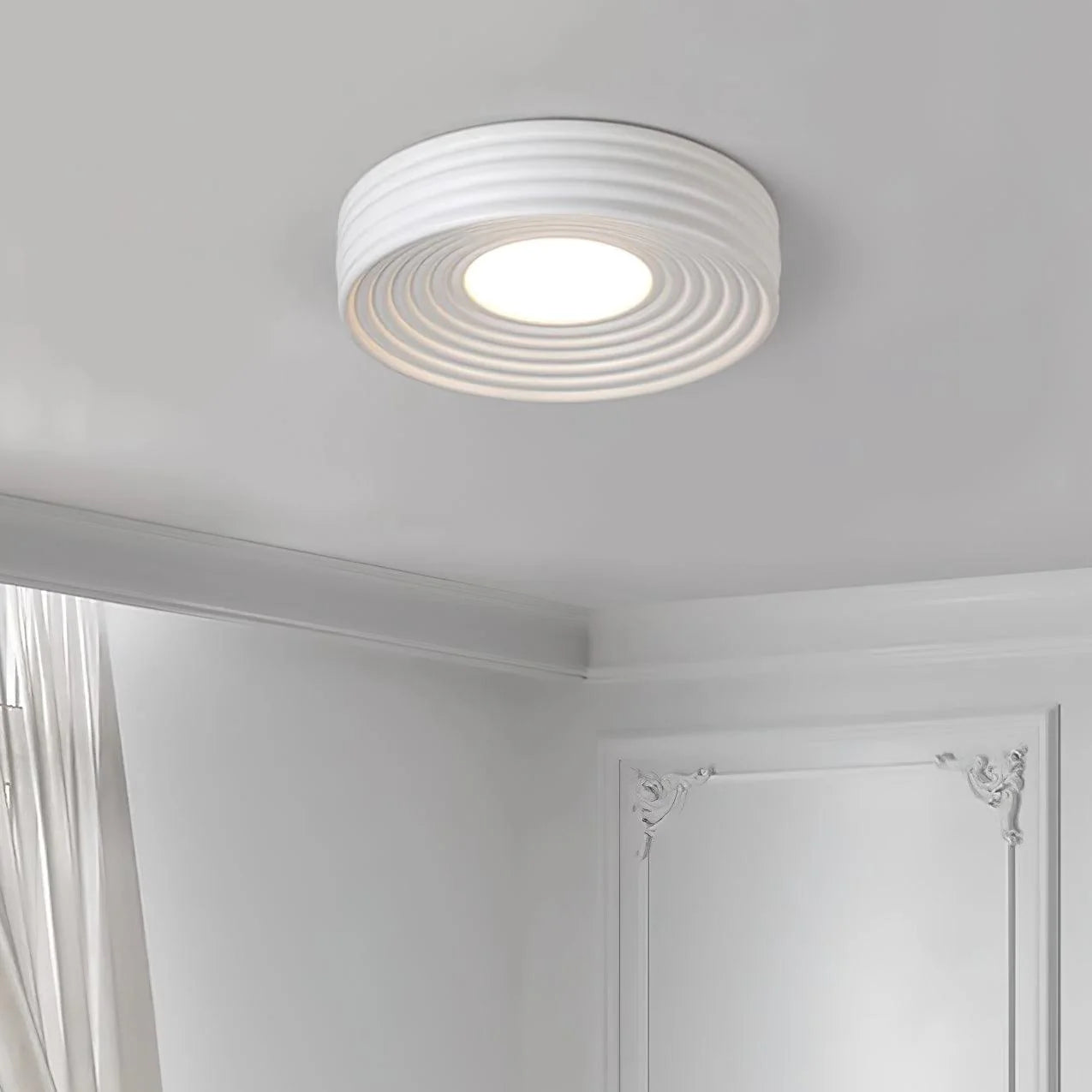 Cream Ribbed Ceiling Light - Loonglight