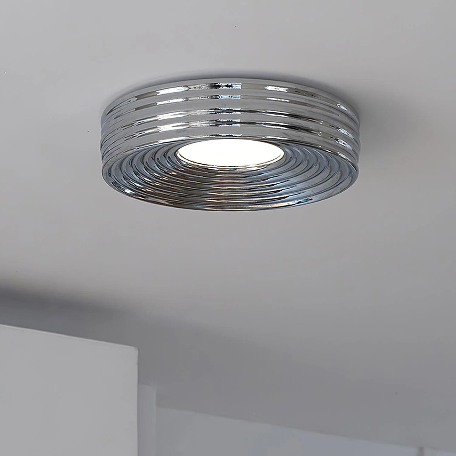 Cream Ribbed Ceiling Light - Loonglight