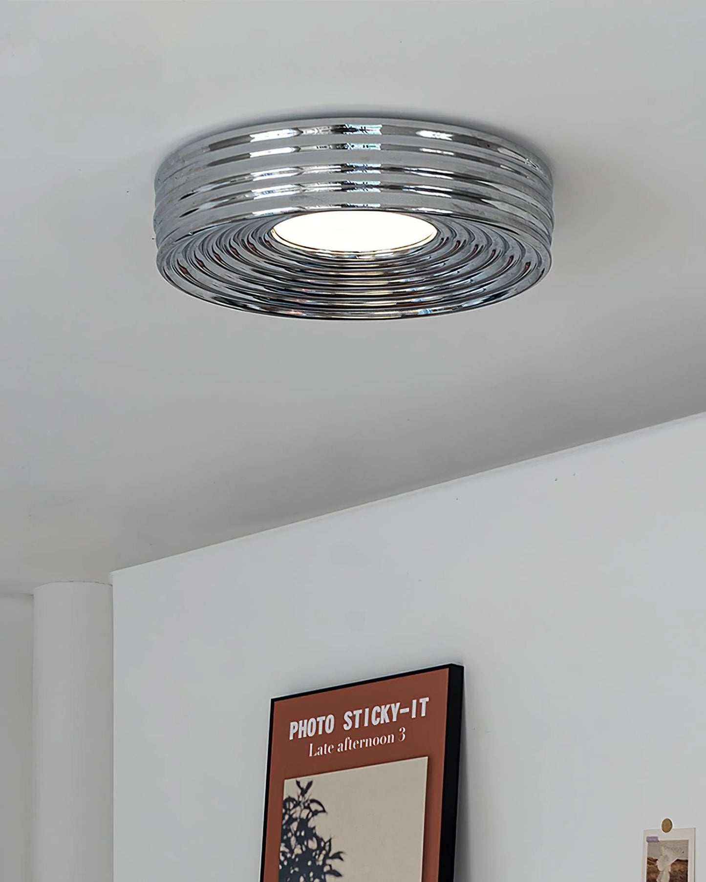 Cream Ribbed Ceiling Light - Loonglight