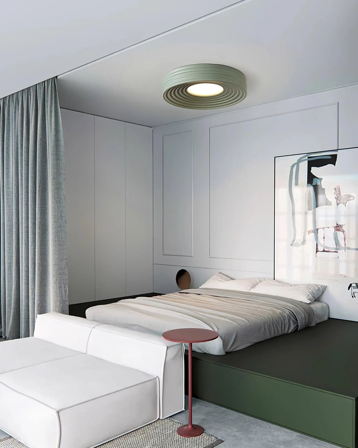 Cream Ribbed Ceiling Light - Loonglight