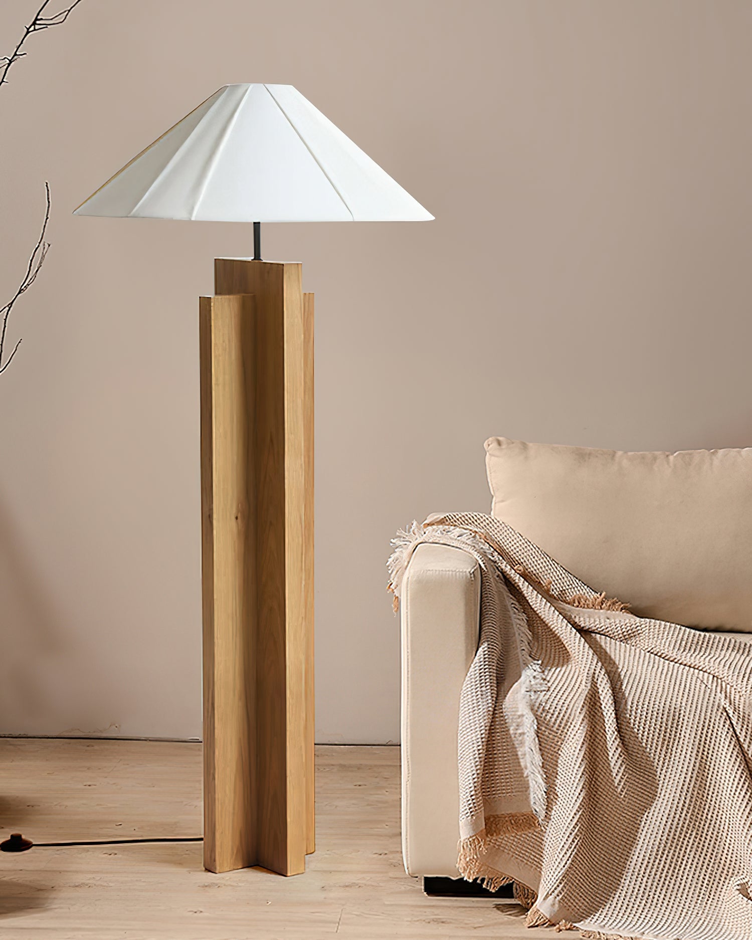 Crossbase Wooden Floor Lamp - Loonglight