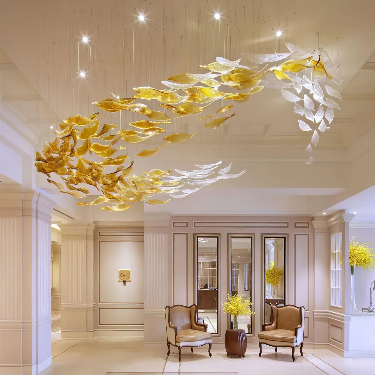 Swaying Glass Leaf Chandelier - Loonglight