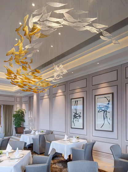 Swaying Glass Leaf Chandelier - Loonglight