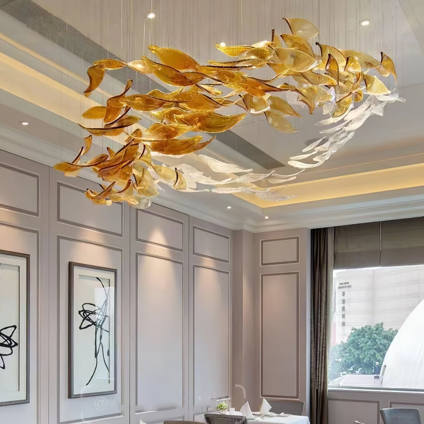 Swaying Glass Leaf Chandelier - Loonglight