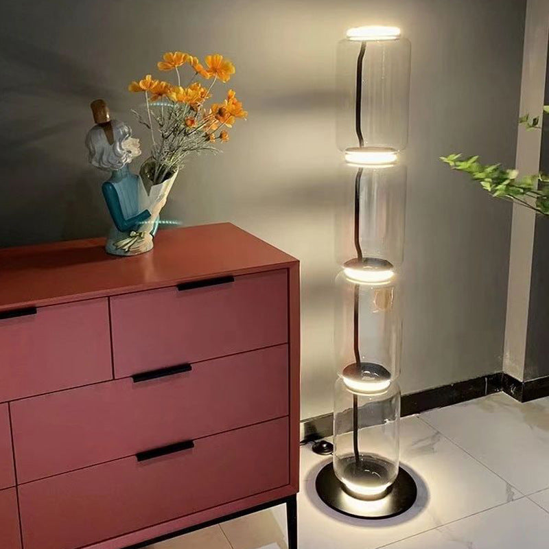 Cylindrical Transparent Glass Floor Lamp - Loonglight