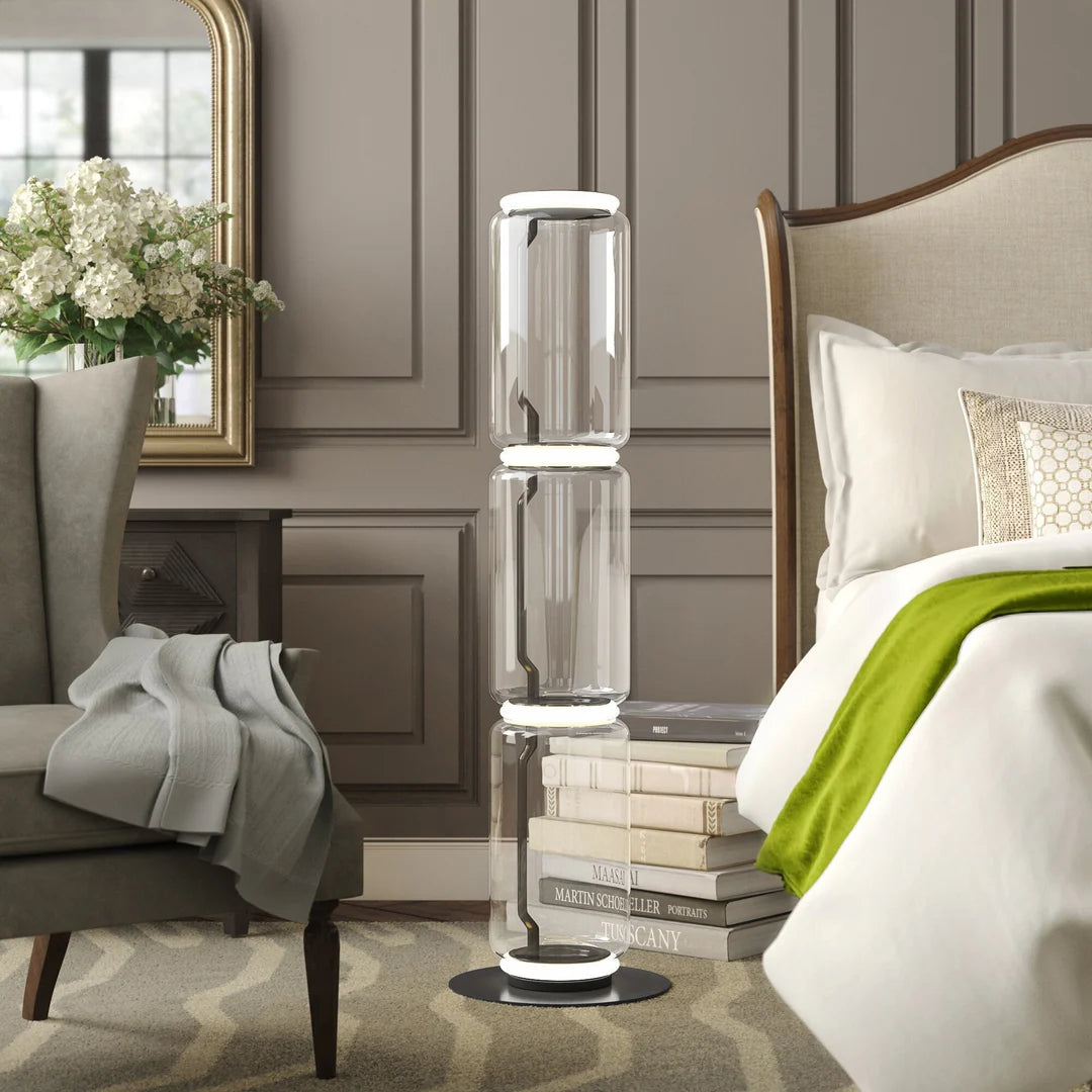 Cylindrical Transparent Glass Floor Lamp - Loonglight