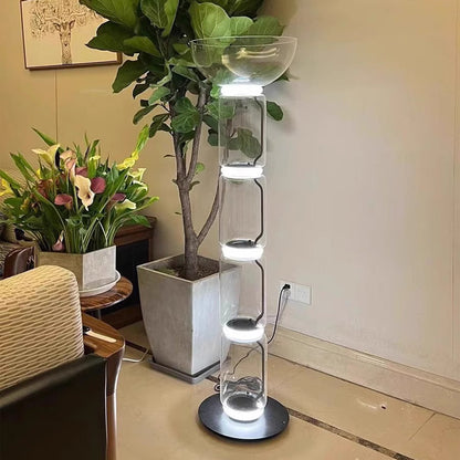 Cylindrical Transparent Glass Floor Lamp - Loonglight