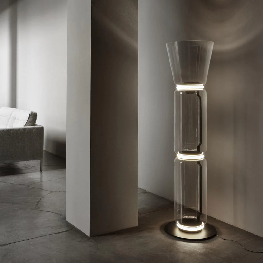 Cylindrical Transparent Glass Floor Lamp - Loonglight