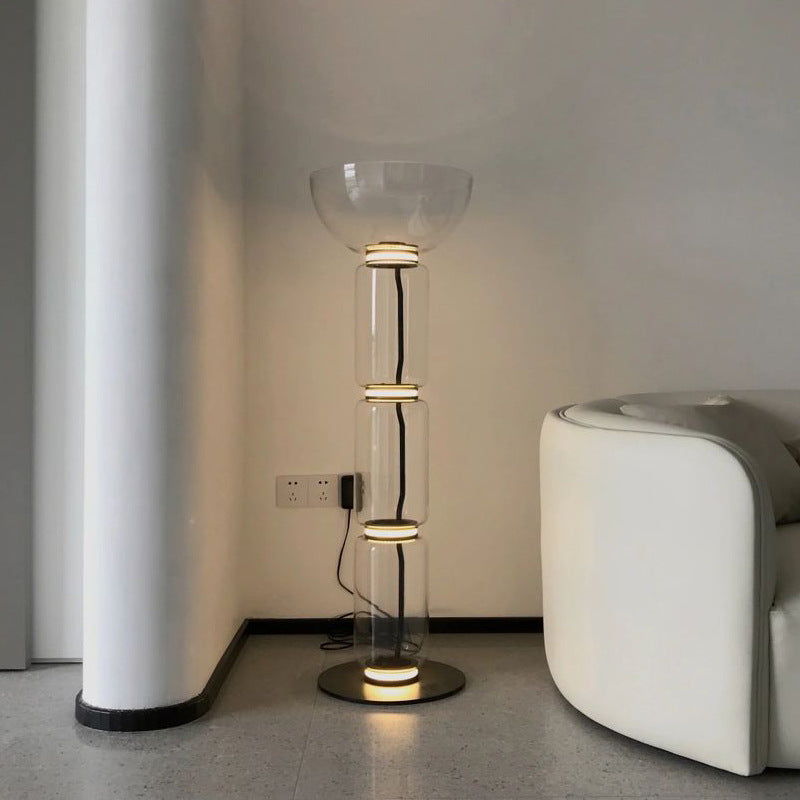 Cylindrical Transparent Glass Floor Lamp - Loonglight
