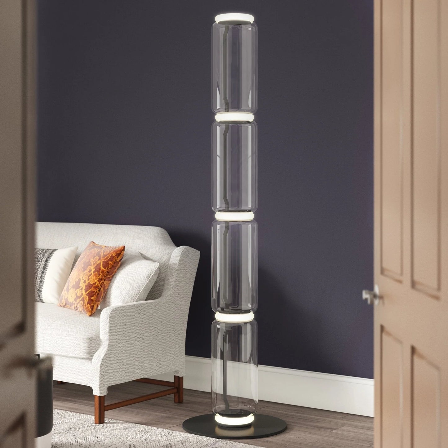 Cylindrical Transparent Glass Floor Lamp - Loonglight