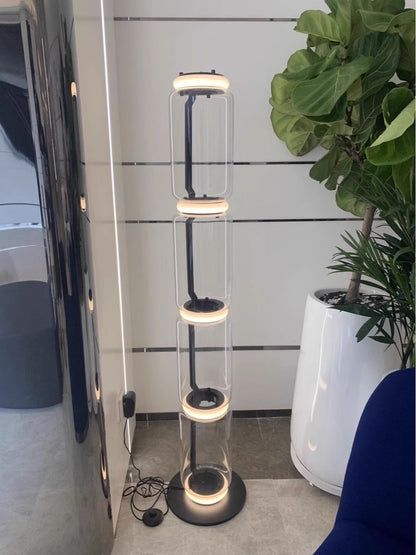 Cylindrical Transparent Glass Floor Lamp - Loonglight