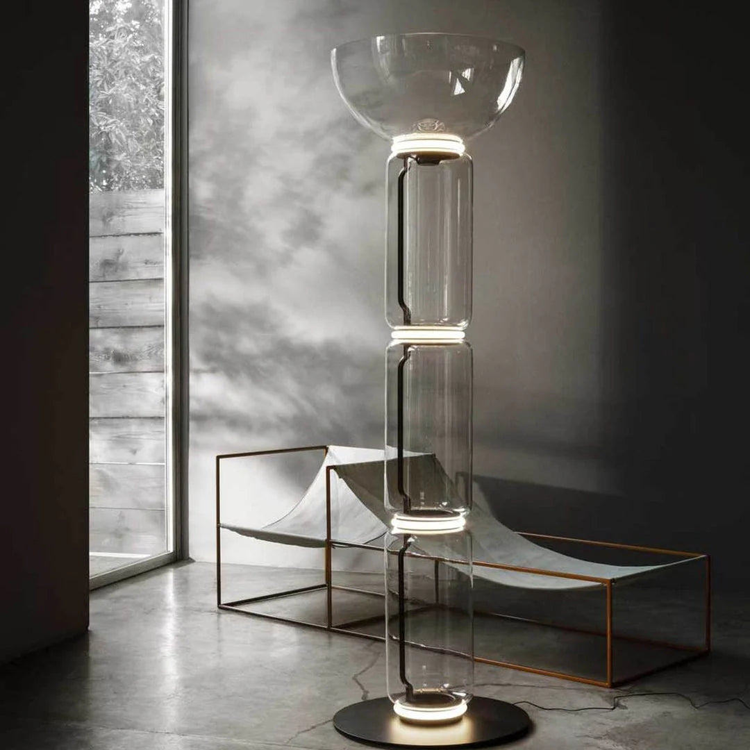 Cylindrical Transparent Glass Floor Lamp - Loonglight