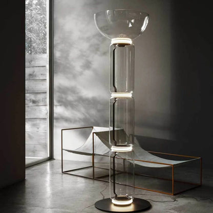 Cylindrical Transparent Glass Floor Lamp - Loonglight