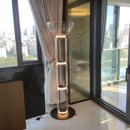Cylindrical Transparent Glass Floor Lamp - Loonglight