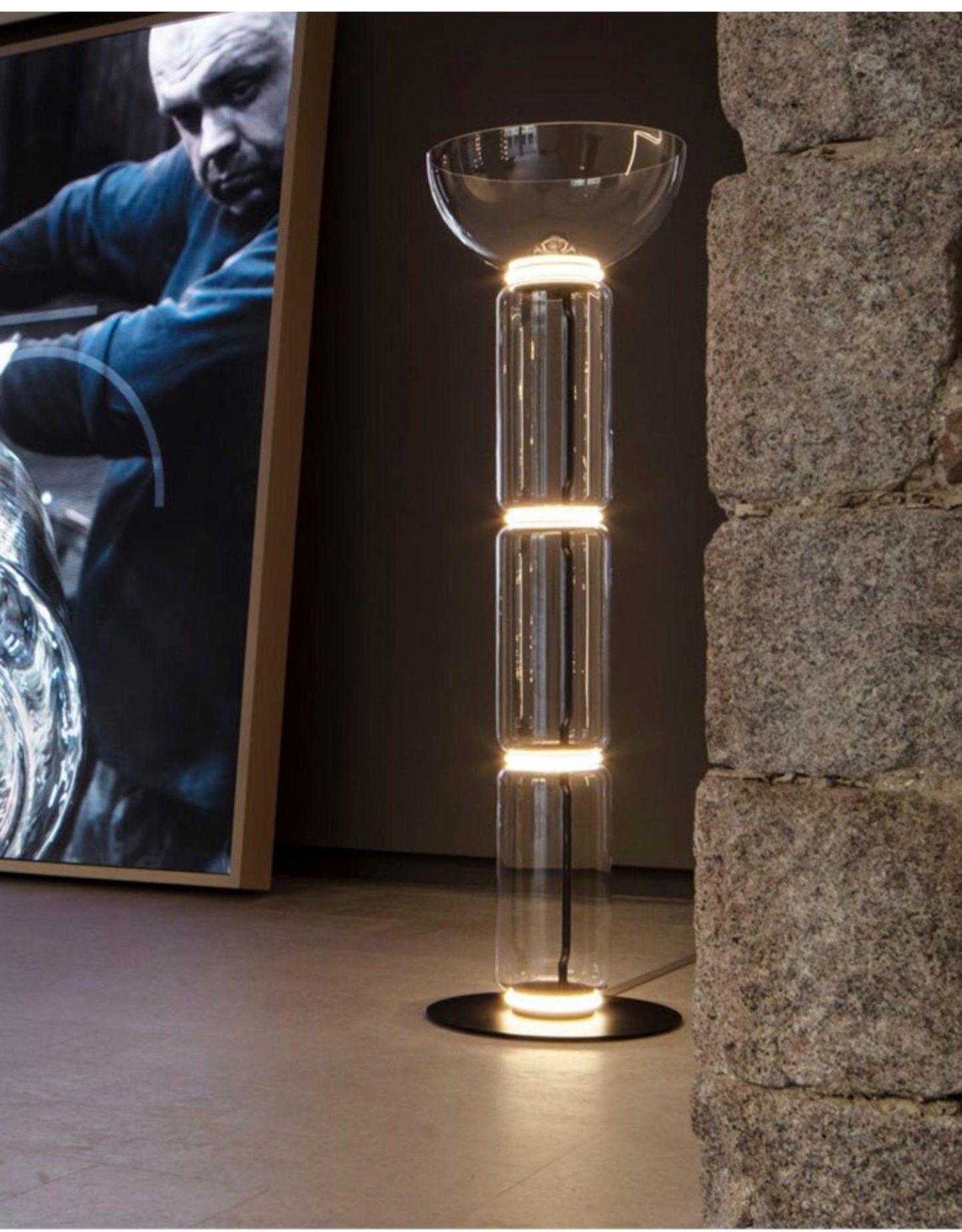 Cylindrical Transparent Glass Floor Lamp - Loonglight