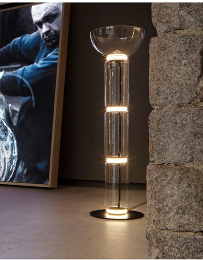 Cylindrical Transparent Glass Floor Lamp - Loonglight