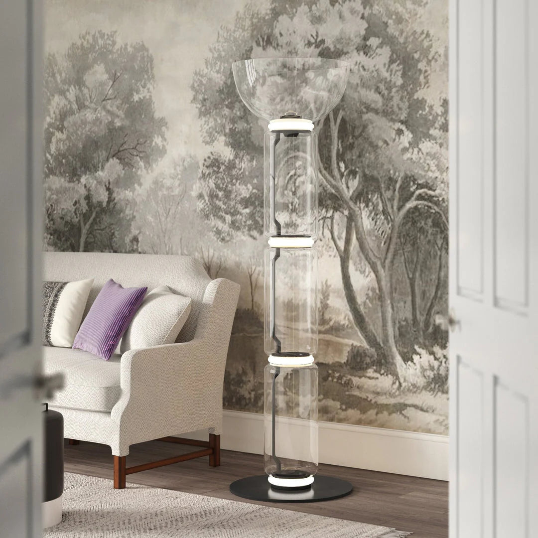 Cylindrical Transparent Glass Floor Lamp - Loonglight