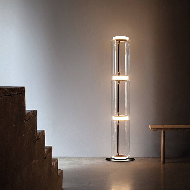 Cylindrical Transparent Glass Floor Lamp - Loonglight