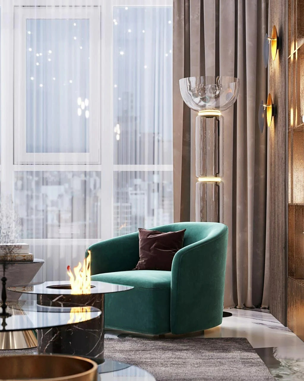 Cylindrical Transparent Glass Floor Lamp - Loonglight