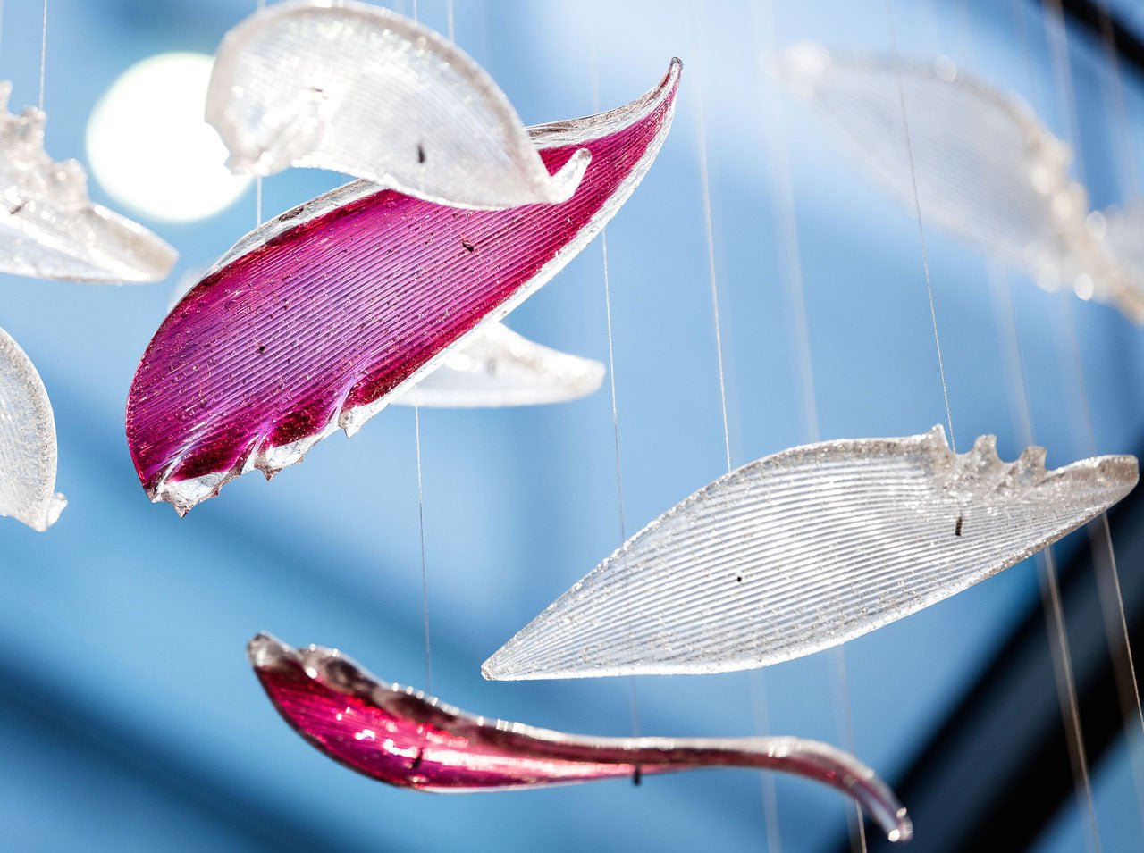 Flying Glass Feather Chandelier - Loonglight