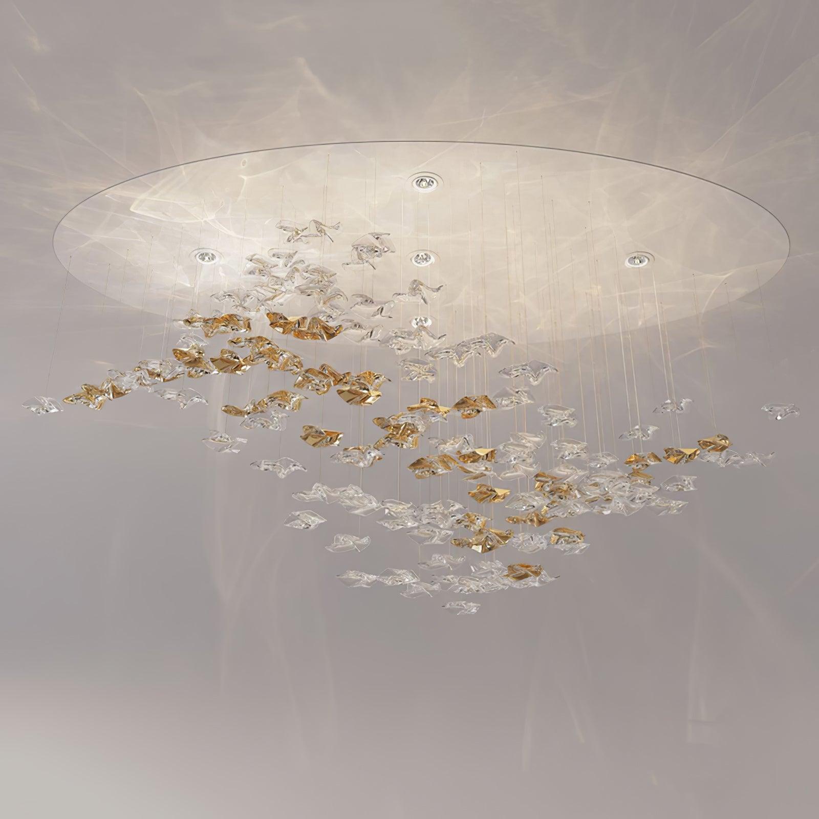 Wave Starry Glass Leaf Chandelier - Loonglight