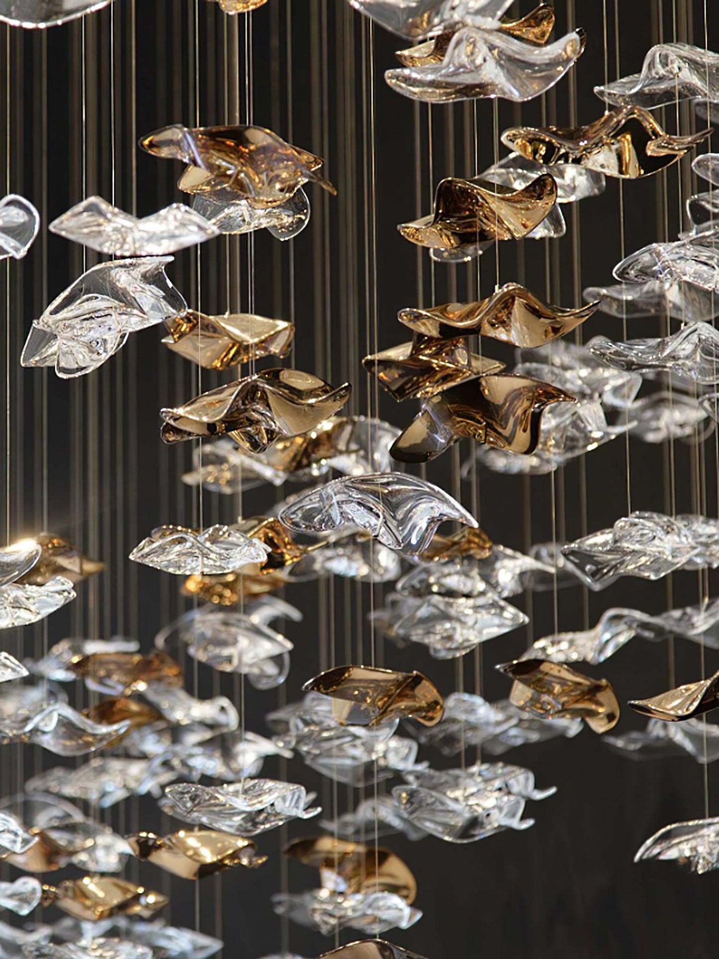 Starry Glass Leaf Chandelier - Loonglight