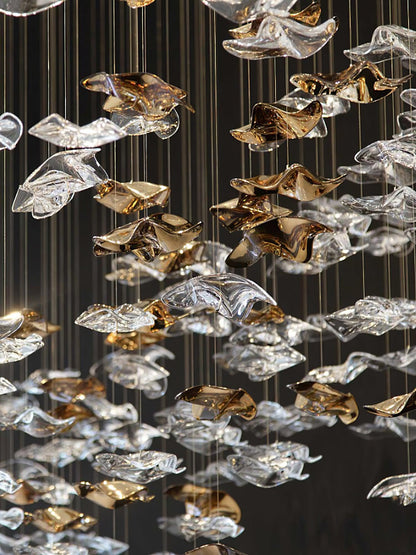 Starry Glass Leaf Chandelier - Loonglight