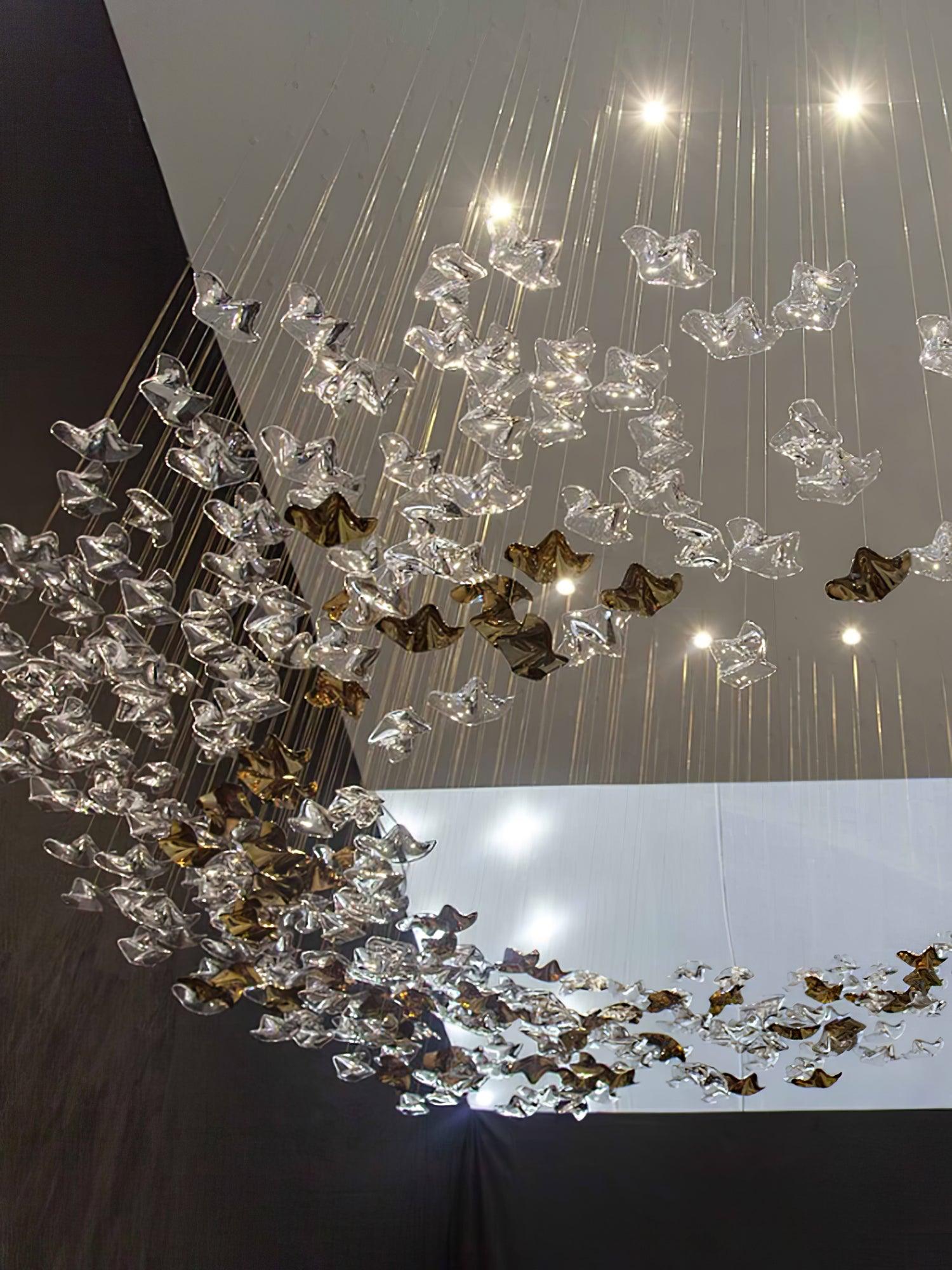 Wave Starry Glass Leaf Chandelier - Loonglight