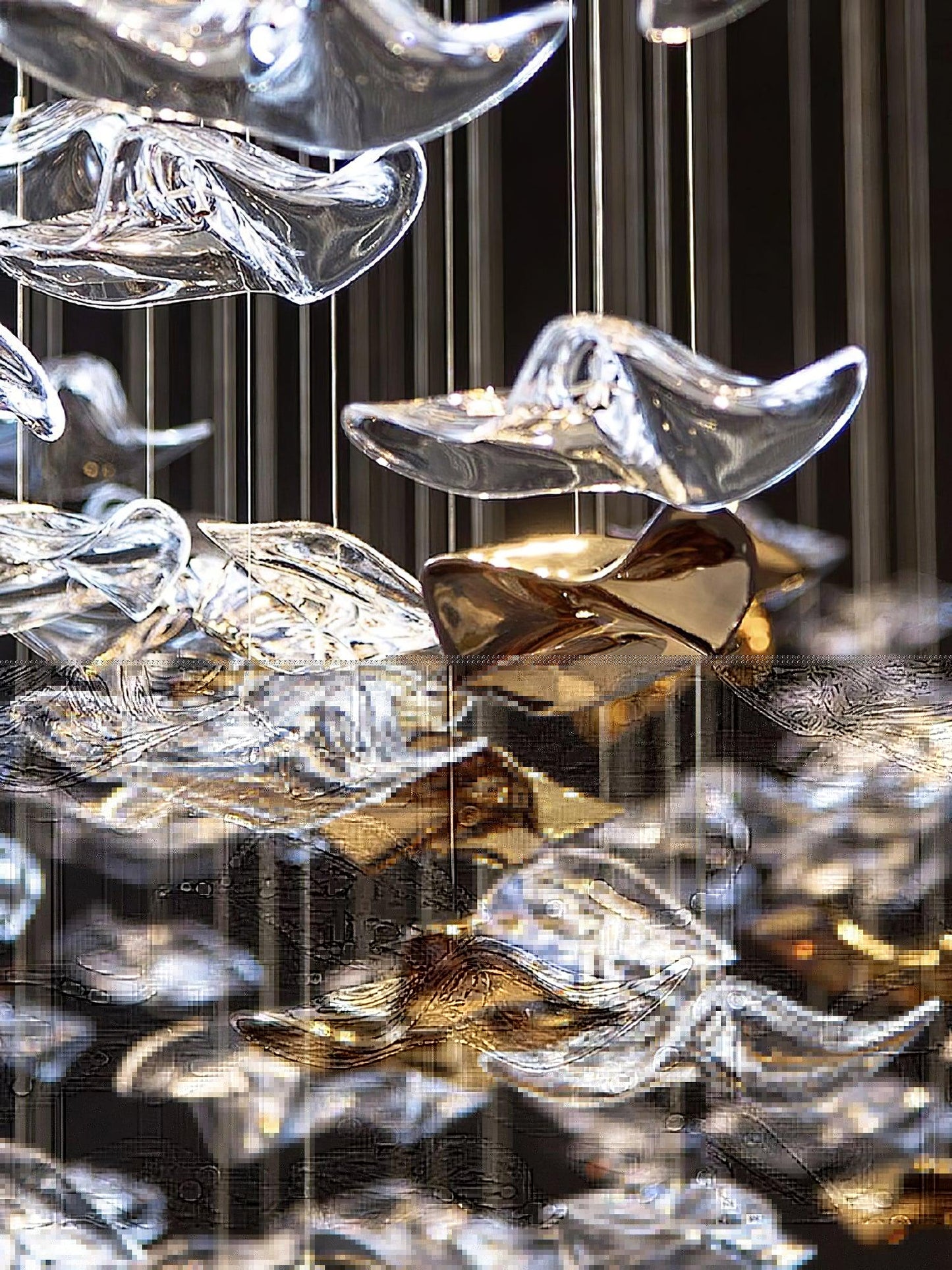 Starry Glass Leaf Chandelier - Loonglight