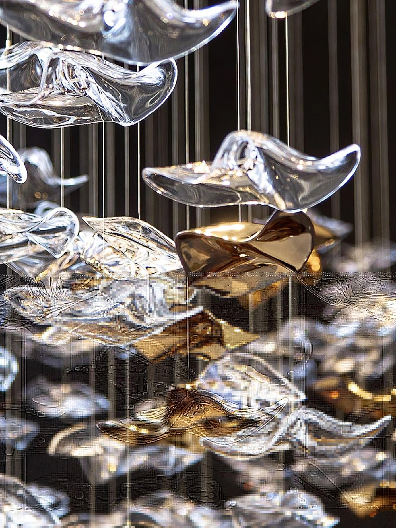 Starry Glass Leaf Chandelier - Loonglight