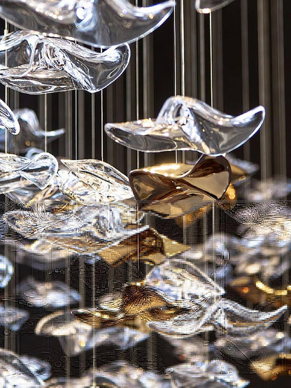 Starry Glass Leaf Chandelier - Loonglight