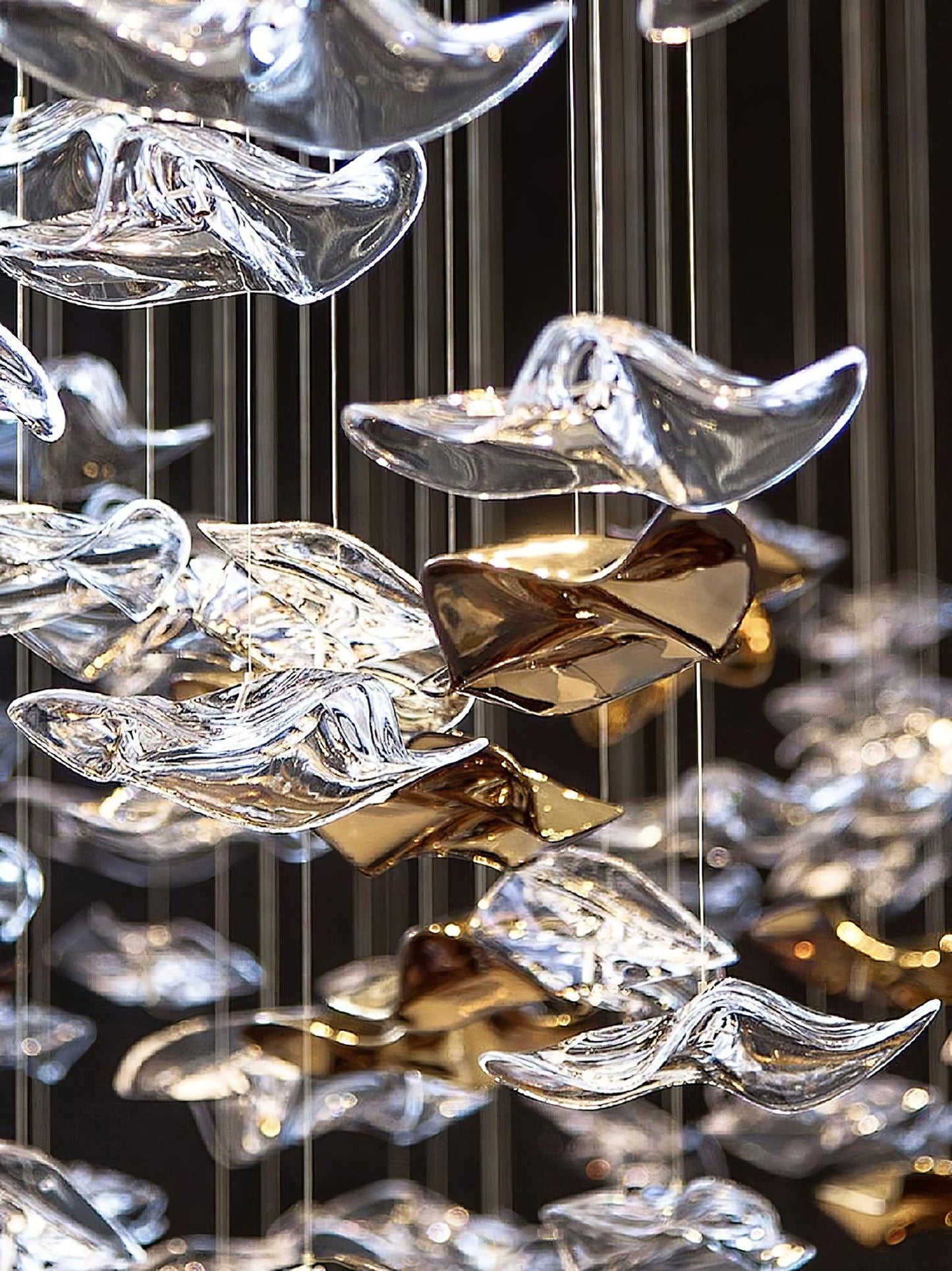 Starry Glass Leaf Chandelier - Loonglight